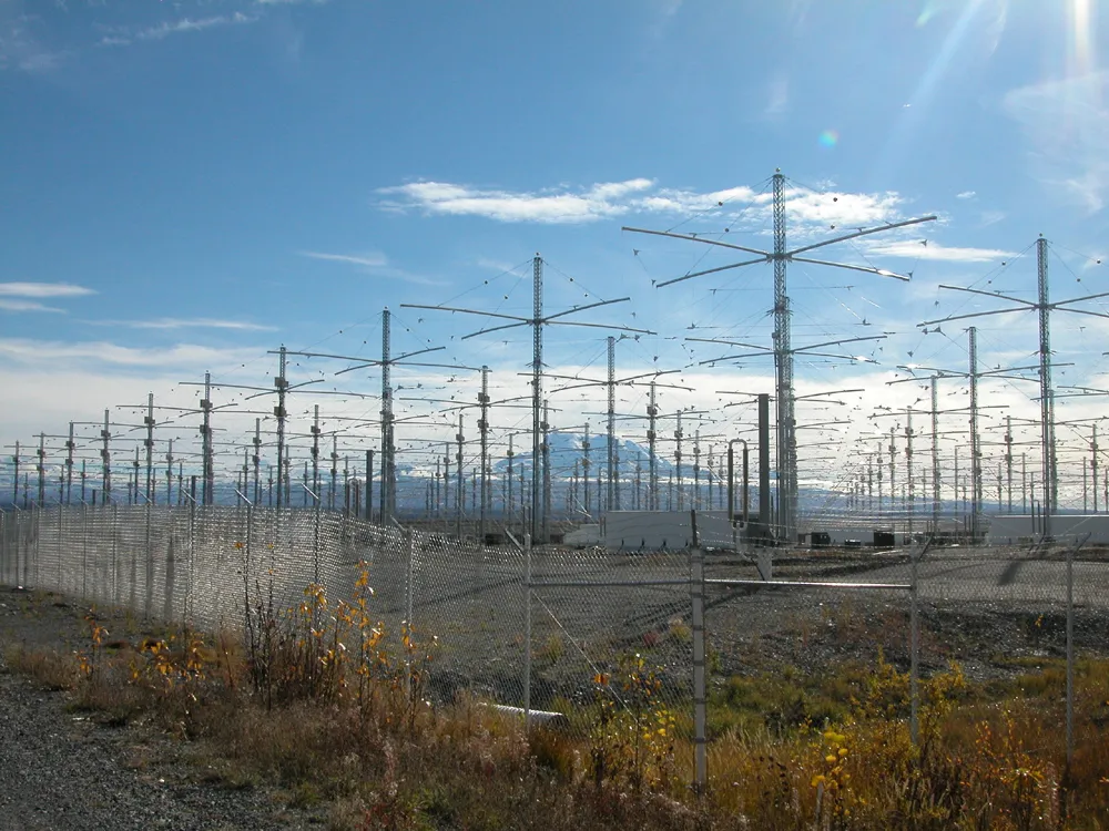The HAARP antenna array at Gakona, Alaska, used for ionospheric research transmissions.